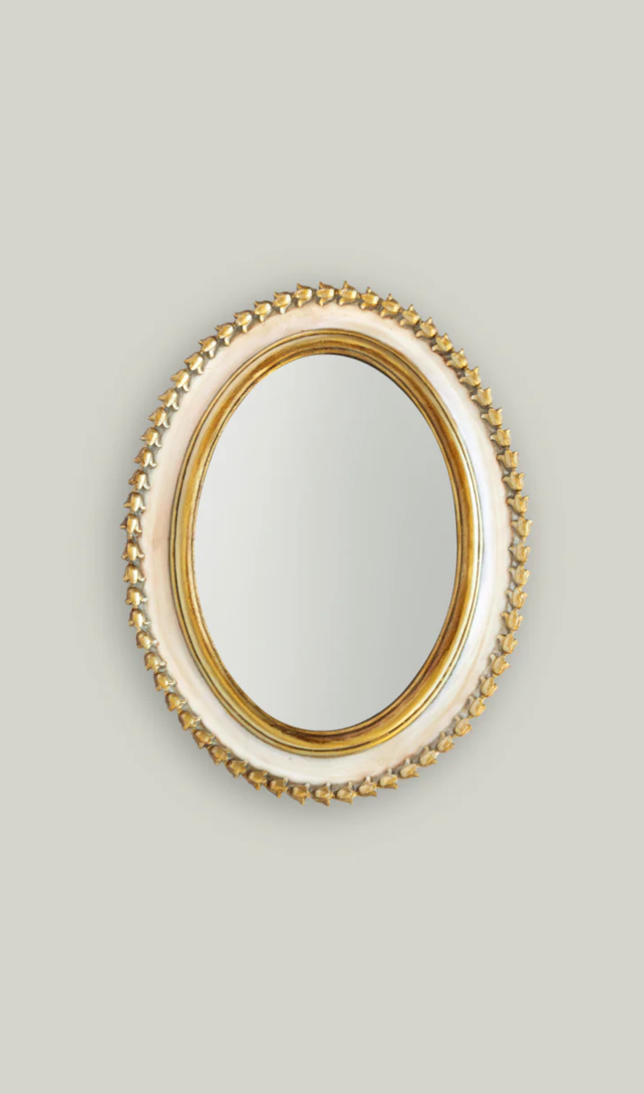 Cream & Gold Oval Mirror