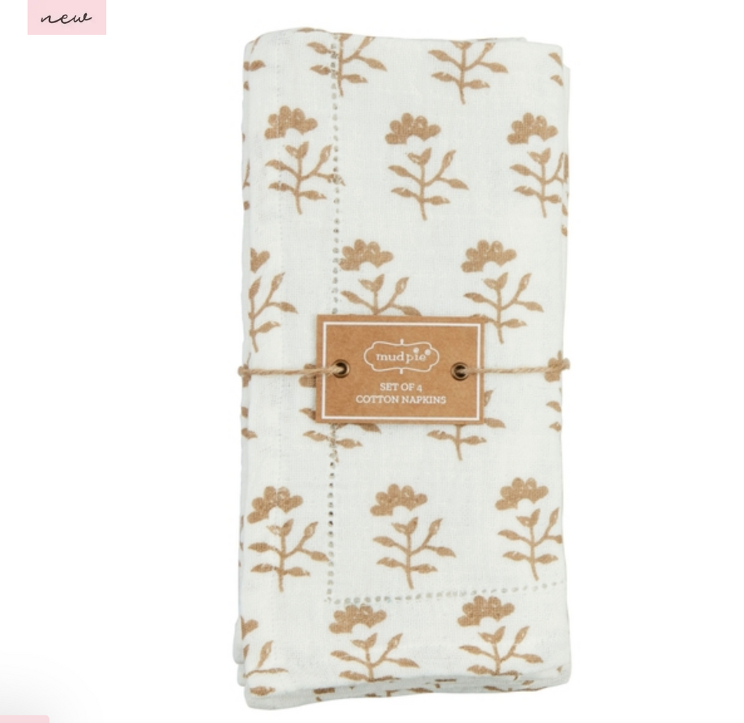 Ivory Blo k Print Napkin Set