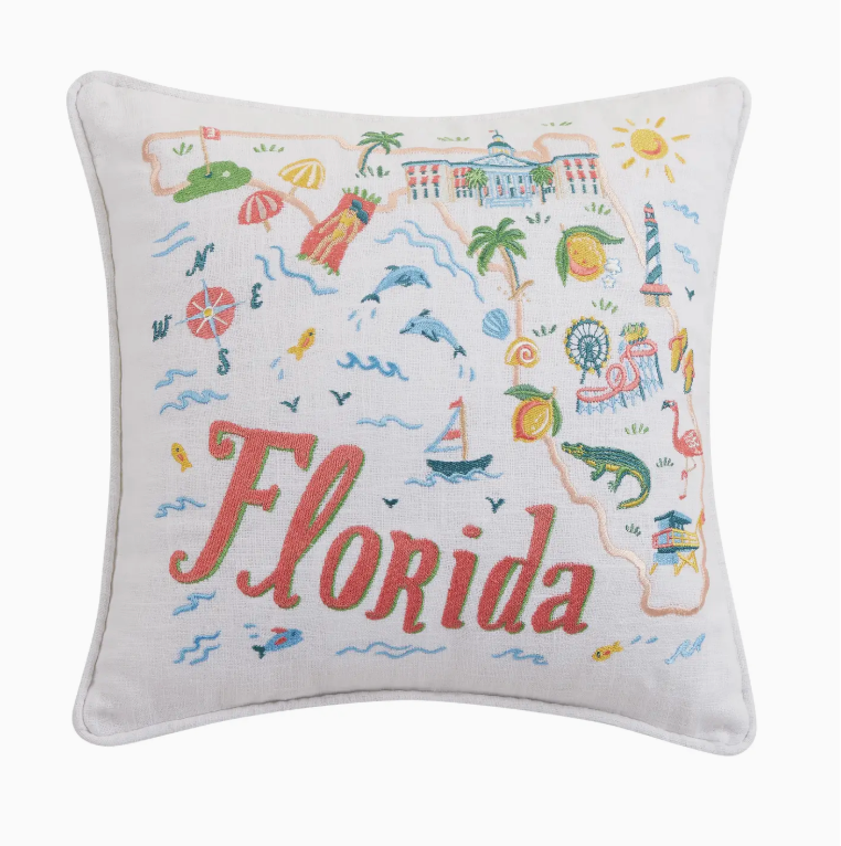 Florida Embroidered Pillow