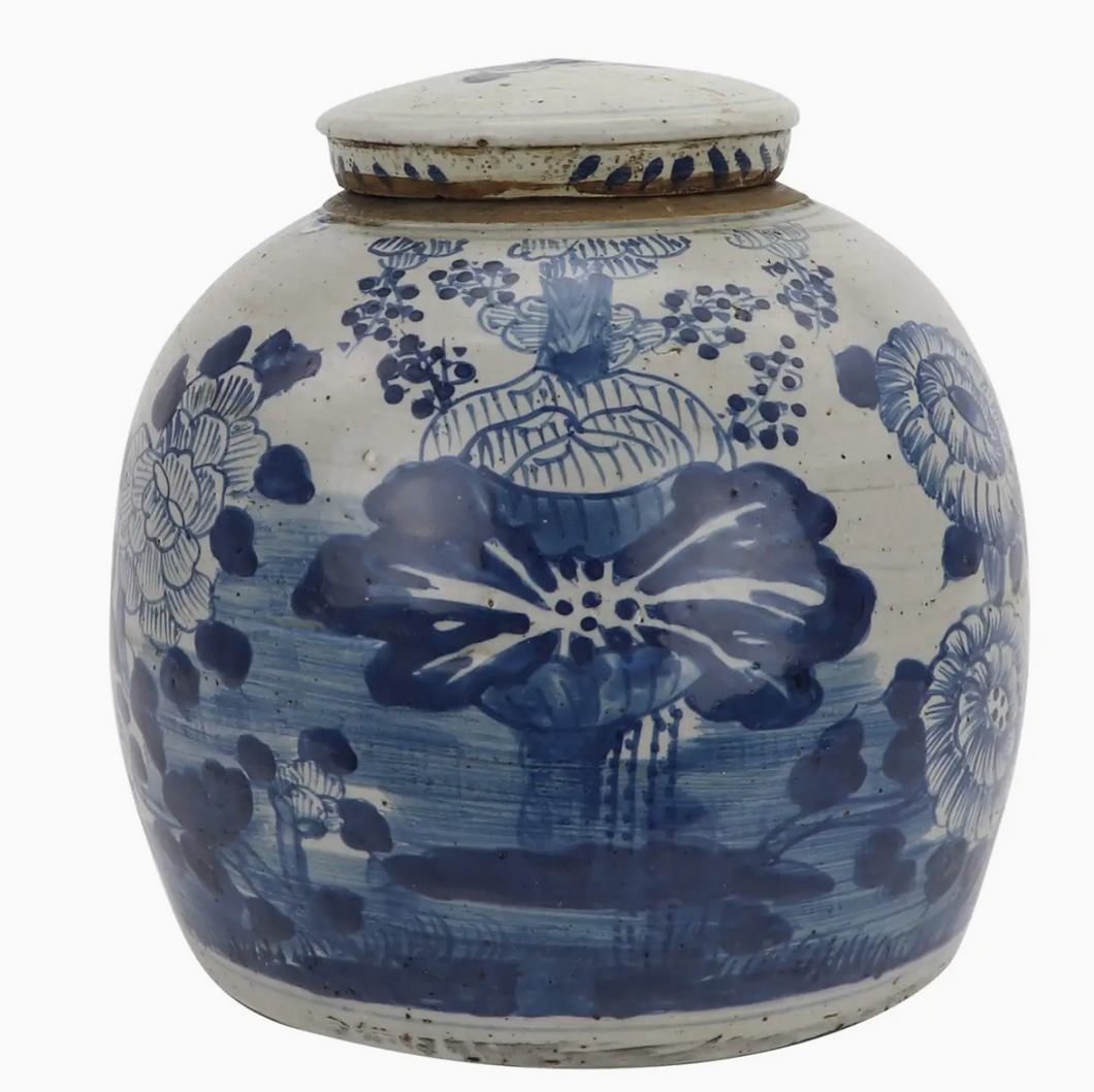 Jingdezhen Hand-Painted Tea Jar with Lotus Flower