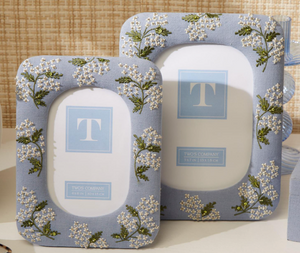 Hydrangea Embroidered and Embellished Linen Fabric Photo Frames