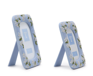 Hydrangea Embroidered and Embellished Linen Fabric Photo Frames