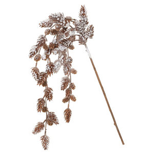 35" Snowed Pine Cone Hanging Spray Brown White