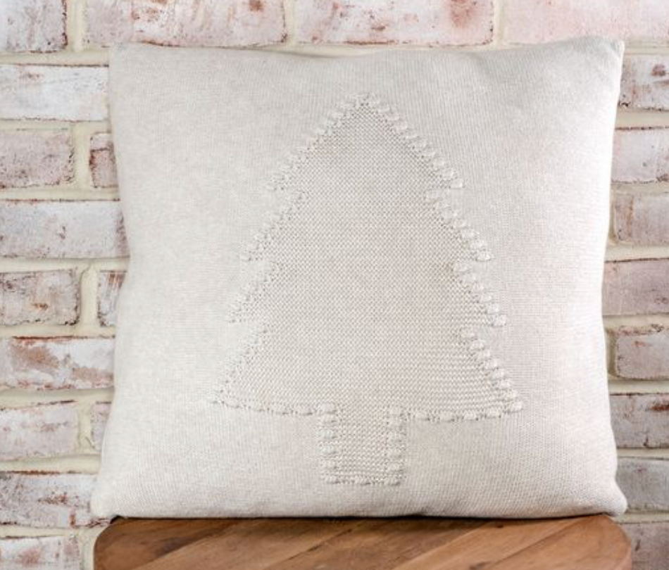 Beige Crochet Tree Pillow