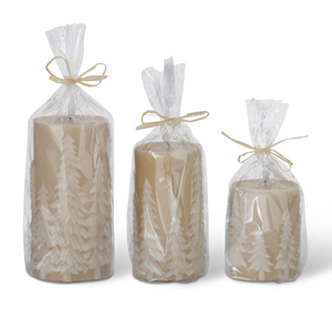Embossed Trees LED Pillar Candle