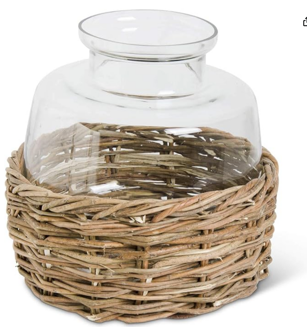 Clear Vases with Rattan