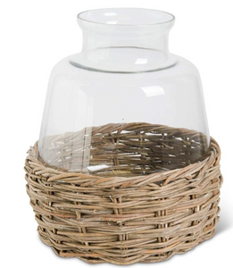 Clear Vases with Rattan