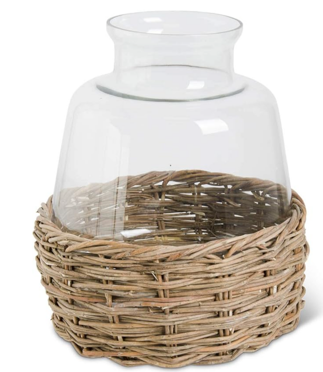 Clear Vases with Rattan
