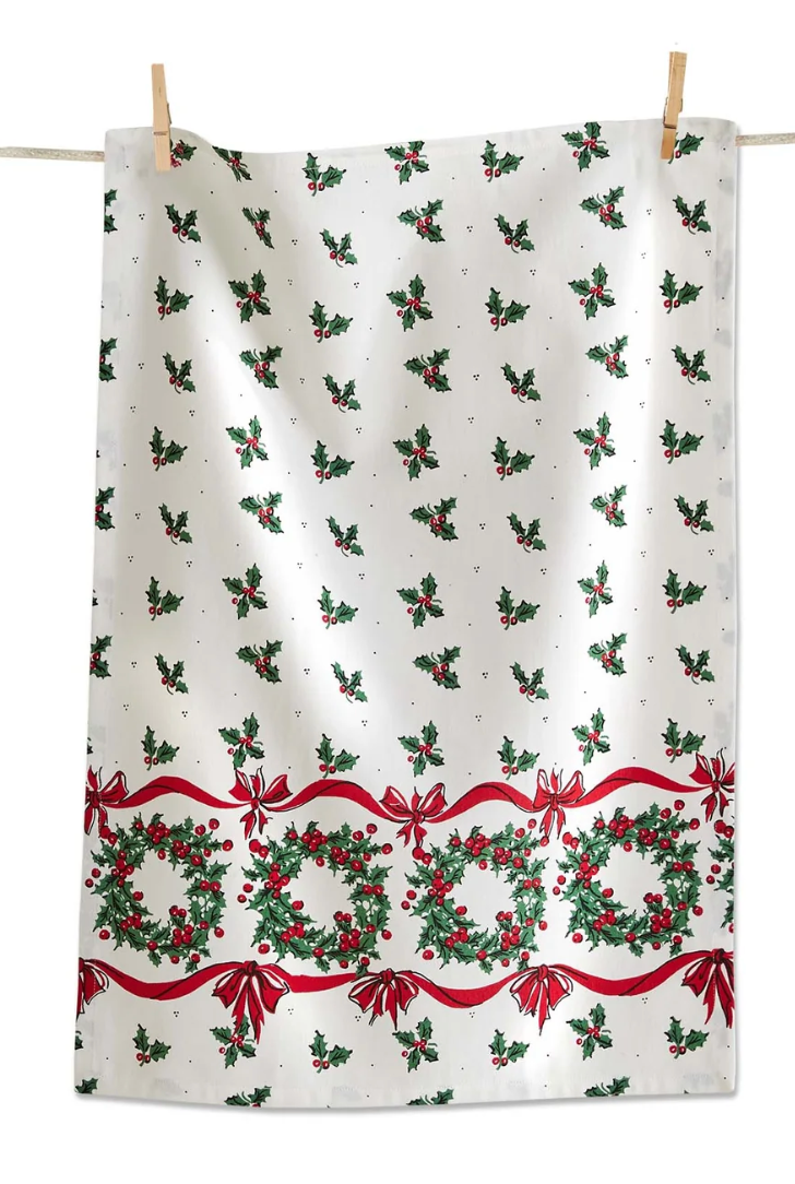 Vintage Holly Dishtowel