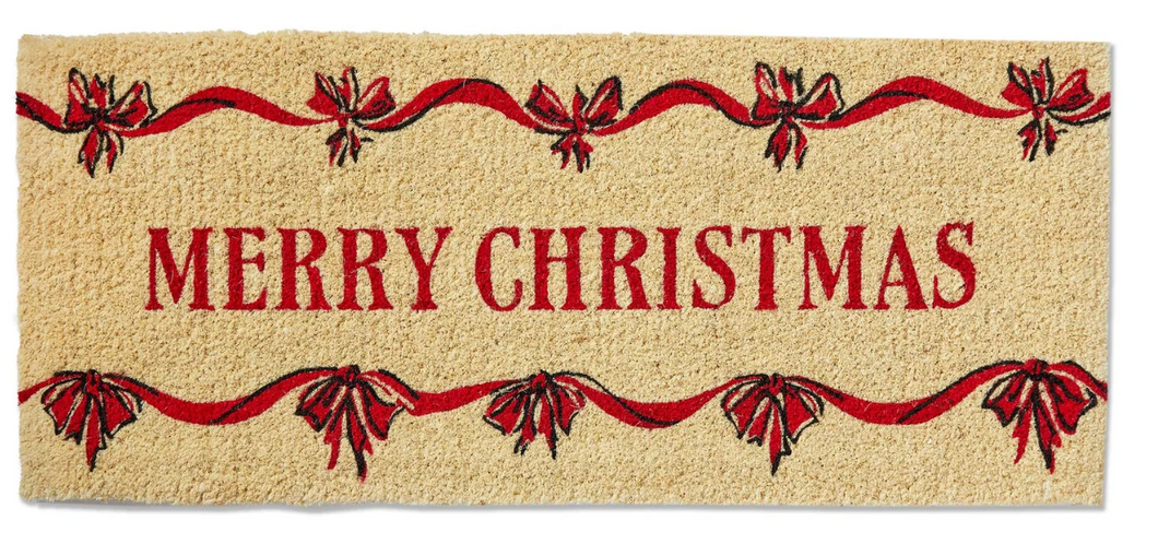 Merry Christmas Bows Estate Coir Mat