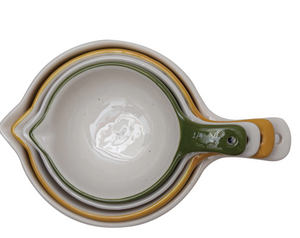 Hand-Painted Stoneware Measuring Cups
