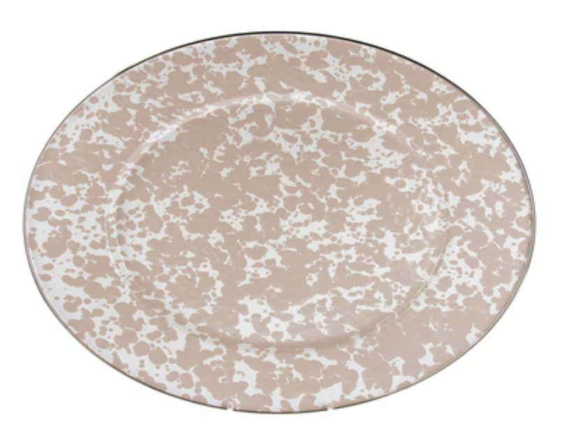 Taupe Swirl Oval Platter