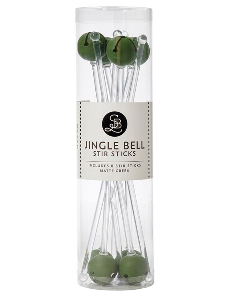 Matte Green Jingle Bell Stir Sticks