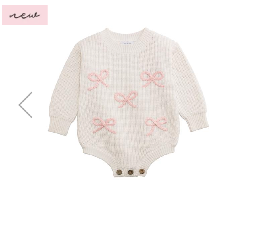 Bow Chainstitch Baby Sweater Bubble