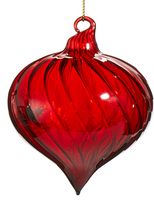 Load image into Gallery viewer, 6&quot; Red Swirl Blown Glass Ornament
