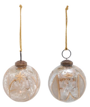 Load image into Gallery viewer, Painted Etched Mercury Glass Ball Ornament 2&quot;

