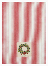 Load image into Gallery viewer, Holiday Patch Stripe Wreath Kitchen Towel
