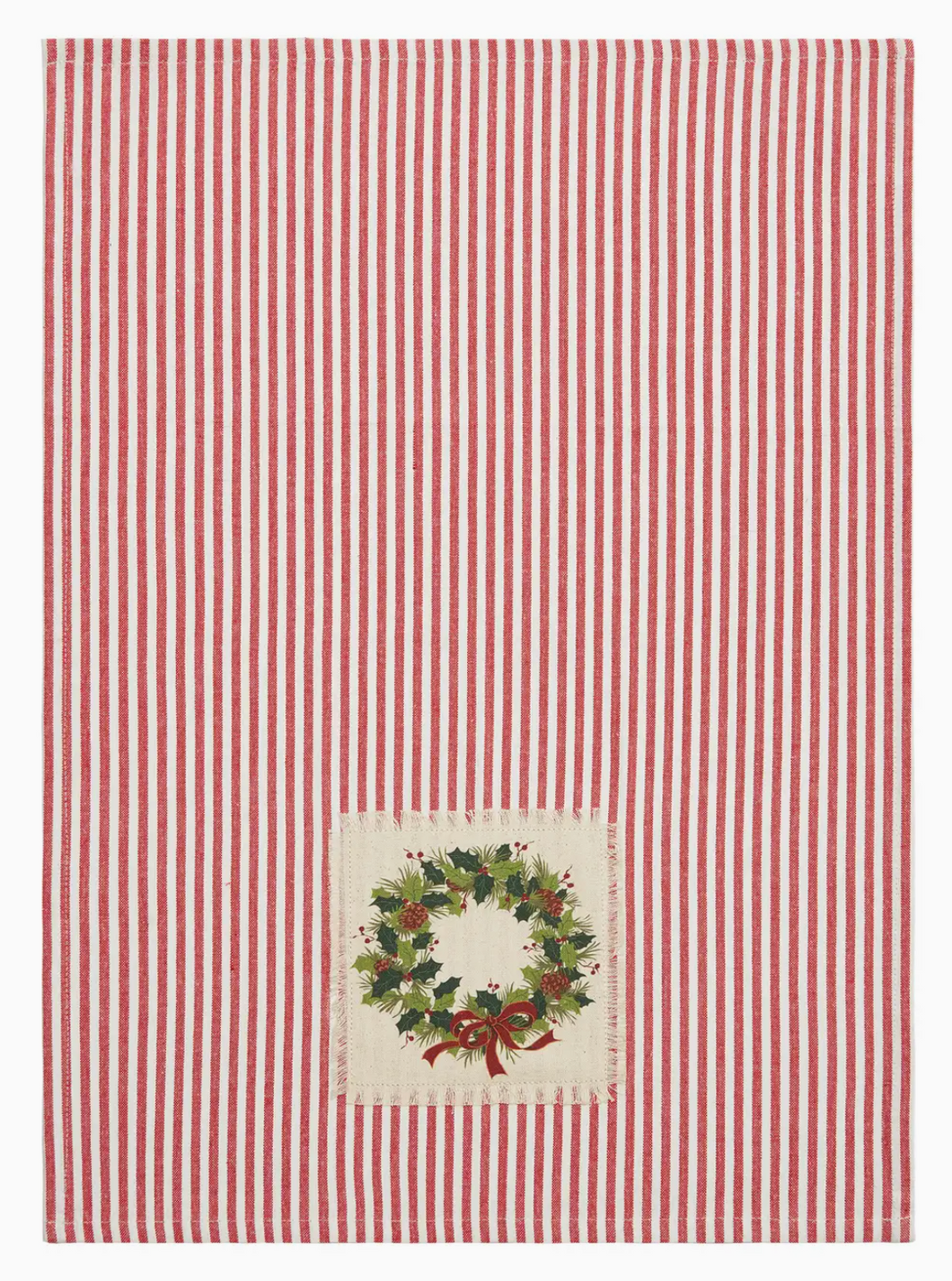 Holiday Patch Stripe Wreath Kitchen Towel