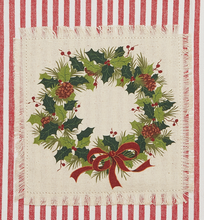 Load image into Gallery viewer, Holiday Patch Stripe Wreath Kitchen Towel
