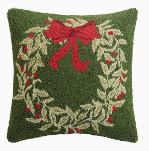 Holiday Wreath Green Hook Pillow