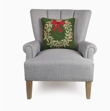 Load image into Gallery viewer, Holiday Wreath Green Hook Pillow

