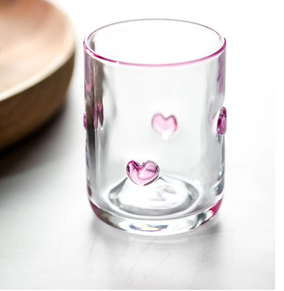 Pink Heart Glass