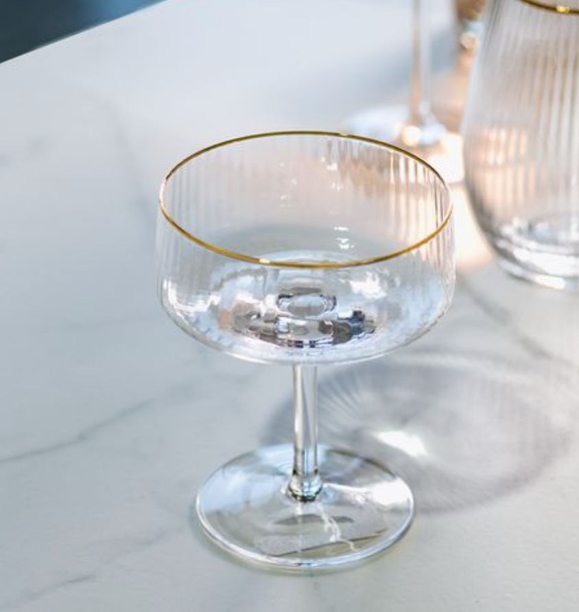 Gold Rimmed Coupe Glass