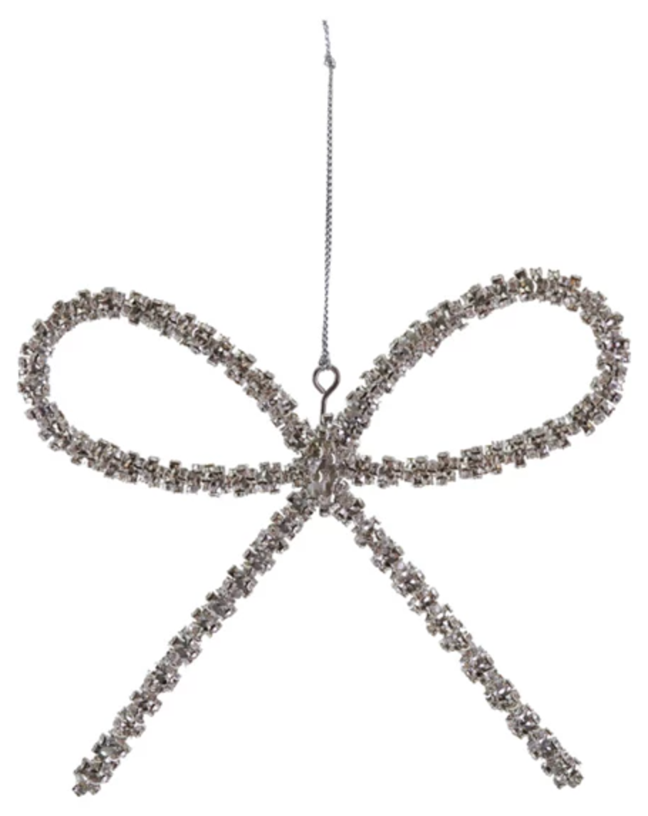 Metal Rhinestone Bow Ornament