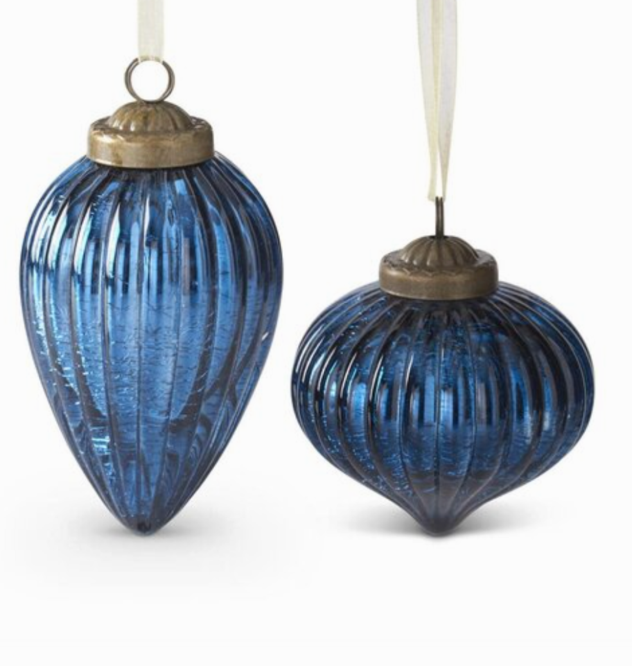 Crackled Blue Glass Ornament