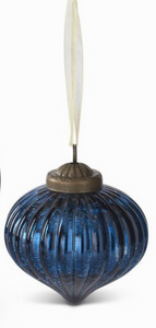 Crackled Blue Glass Ornament