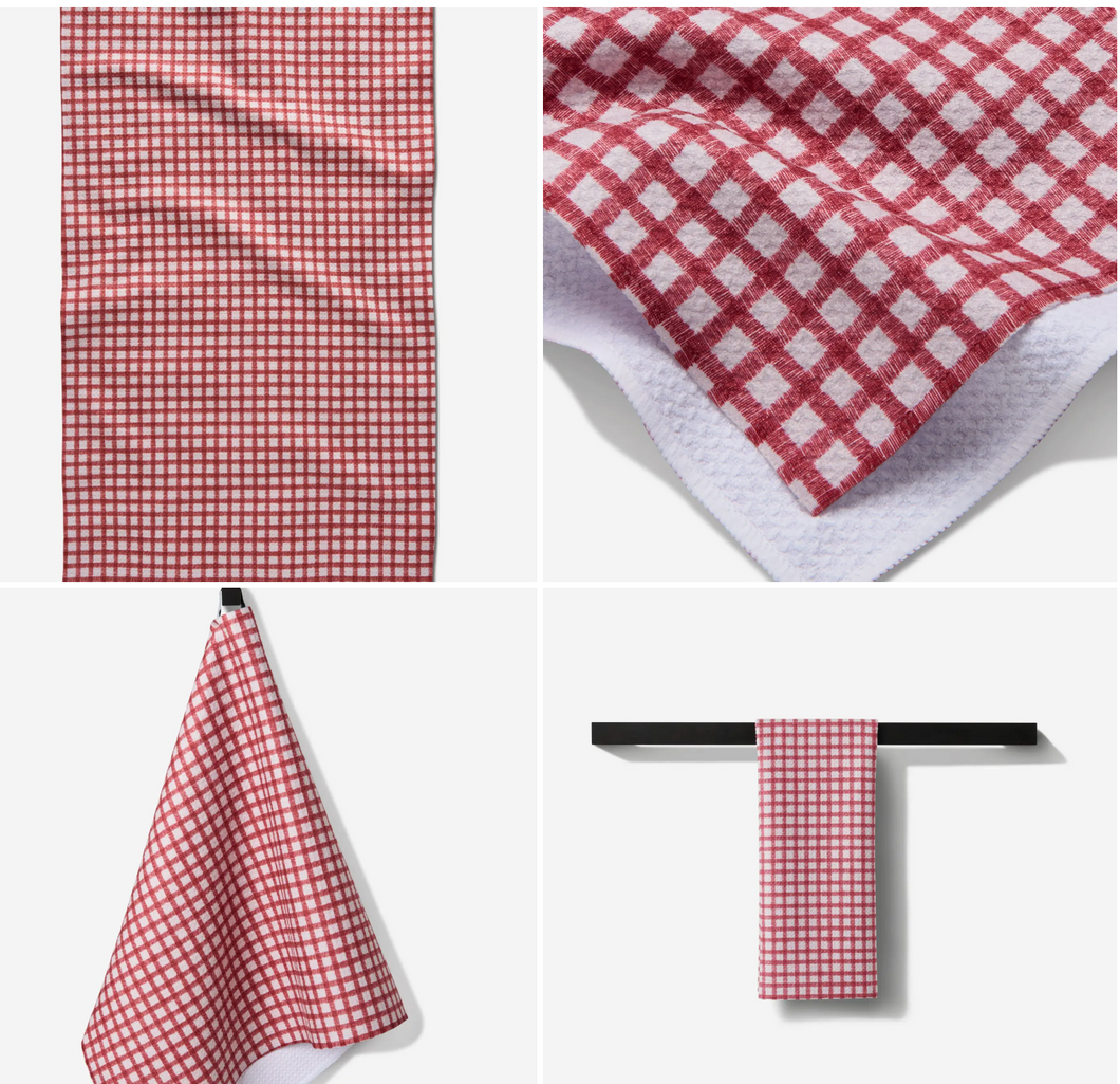 Geometry Fireside Plaid Red Tea Towel