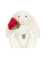 Load image into Gallery viewer, Jellycat Cream Bunny w/Rose
