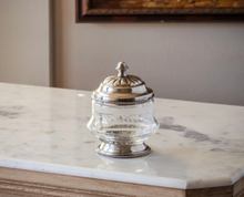 Load image into Gallery viewer, Antique Silver Etched Vanity Canister
