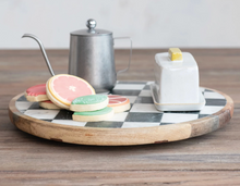 Load image into Gallery viewer, Mango Wood &amp; Marble Check Lazy Susan

