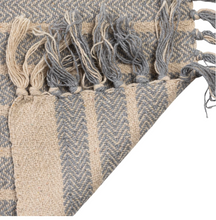 Load image into Gallery viewer, Cotton Blend Throw with Stripes &amp; Fringe
