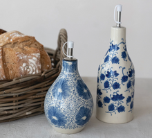 Load image into Gallery viewer, Stoneware Oil Cruet with Floral Pattern
