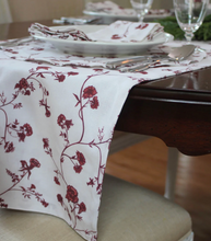 Load image into Gallery viewer, Garden Vine Red Floral Table Runner
