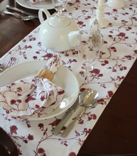 Load image into Gallery viewer, Garden Vine Red Floral Table Runner
