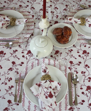 Load image into Gallery viewer, Garden Vine Red Floral Cotton Tablecloth

