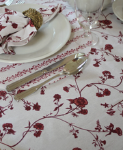 Load image into Gallery viewer, Garden Vine Red Floral Cotton Tablecloth
