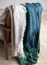 Load image into Gallery viewer, Beige Woven Viscose Throw with Fringe
