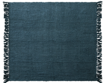 Load image into Gallery viewer, Navy Woven Viscose Throw with Fringe
