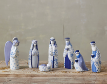 Load image into Gallery viewer, Blue + White Ceramic Nativity

