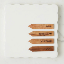 Load image into Gallery viewer, Square Scalloped Cheese Board with Cheese Markers
