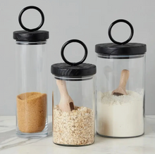 Load image into Gallery viewer, Glass Canister, Black Ring Handle
