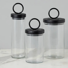 Load image into Gallery viewer, Glass Canister, Black Ring Handle
