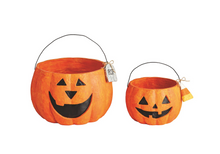Load image into Gallery viewer, Paper Mache Jack O Lantern Bucket
