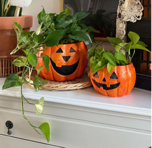 Load image into Gallery viewer, Paper Mache Jack O Lantern Bucket
