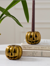 Load image into Gallery viewer, Gold Pumpkin Candleholder
