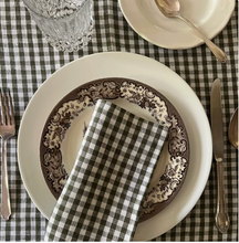 Load image into Gallery viewer, Linen Table Runner in Mini Olive Gingham Check
